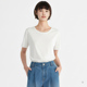 轻盈光泽 小着暖冬 含着灵感 恤 TEE9 白色小圆领窄肩设计
