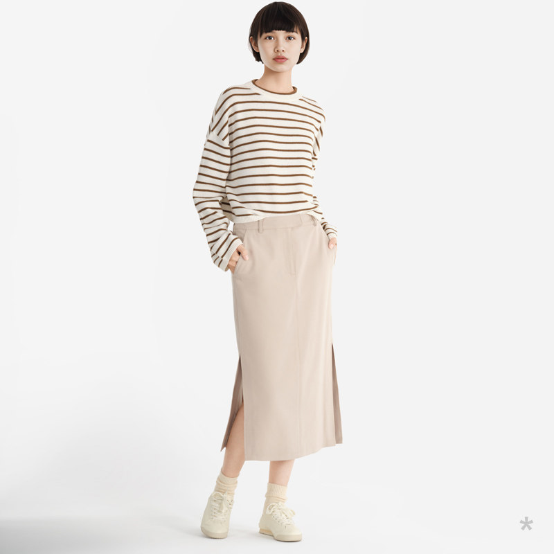 小着SK37白浪灰色直筒半裙