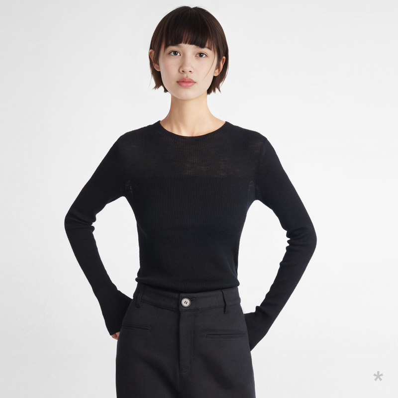 小着暖冬 HB32 黑色圆领精细羊毛薄针织 有趣半透视 明星爆款打底,女装/女士精品,毛针织衫,淘宝优惠券,粉丝福利购,淘宝优惠卷