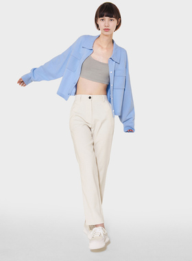 小着暖冬 PA13 白色修身长裤 清爽肌理 轻松利落