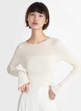 小着暖冬万件销冠 HB2 白色圆领精细羊毛薄针织 明星爆款打底