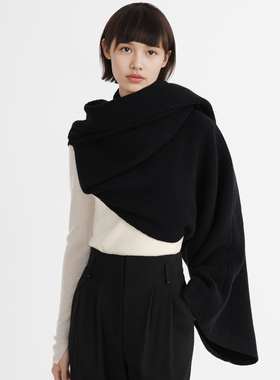 小着暖冬 AC6 AC16 黑白羊绒大套头围脖 前卫超宽超大暖臂