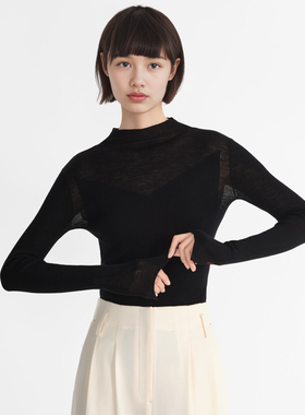 小着万件销冠 HB1 黑色半高领精细羊毛薄针织 明星爆款打底