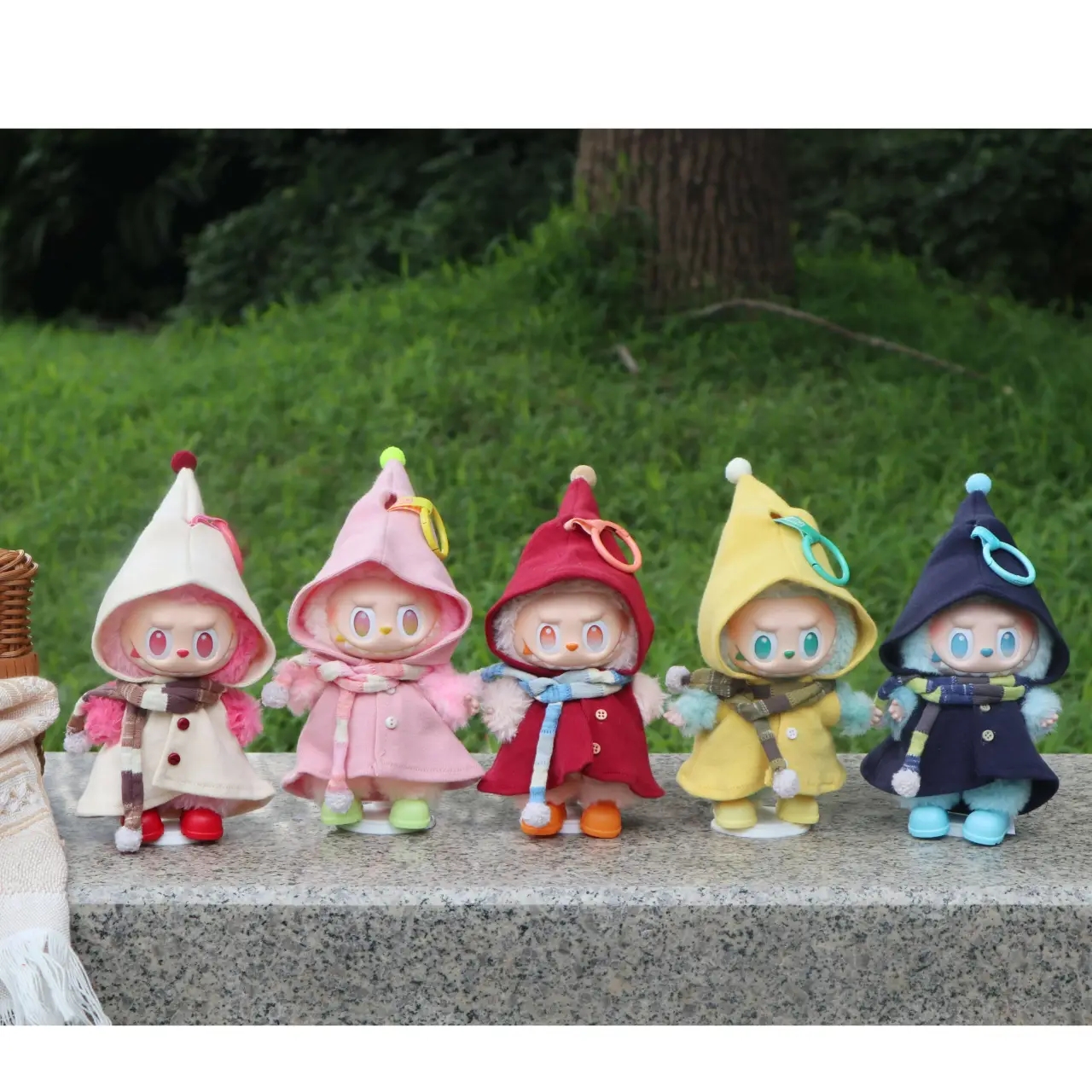 泡泡玛特123代新拉布布前方高能搪胶公仔马卡龙坐坐娃衣魔法斗篷