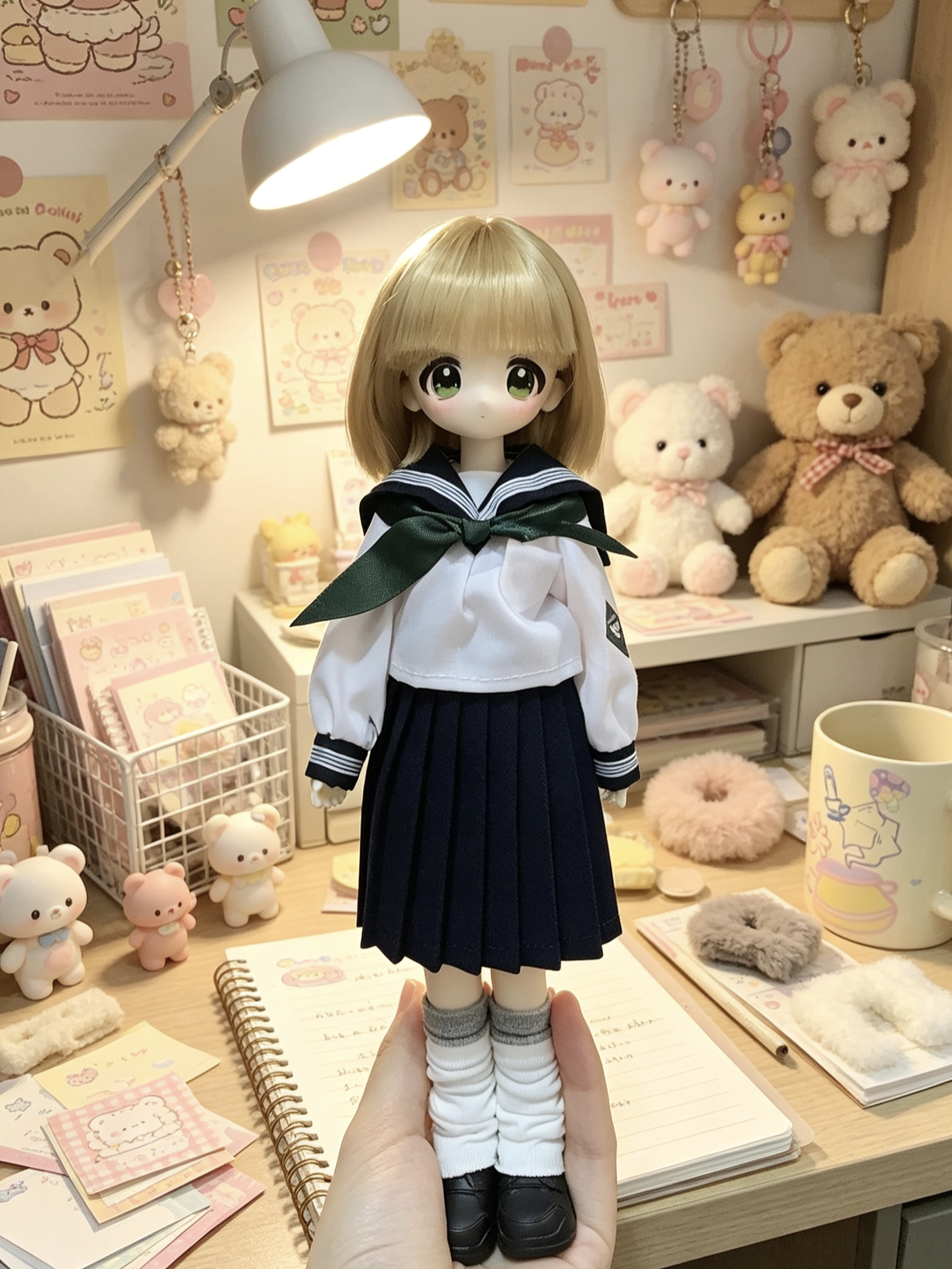bjd6分娃衣ob22 24小布azone校服liccaw丽佳高校可爱短袖制服套装图片