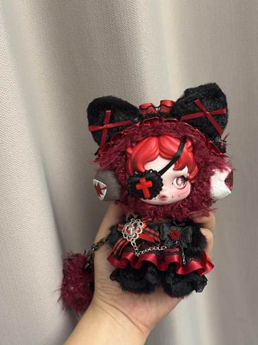 原创sp3代搪胶不眠剧场贪吃鬼毛绒娃衣公仔10cm暗夜猫娘冬日乐章