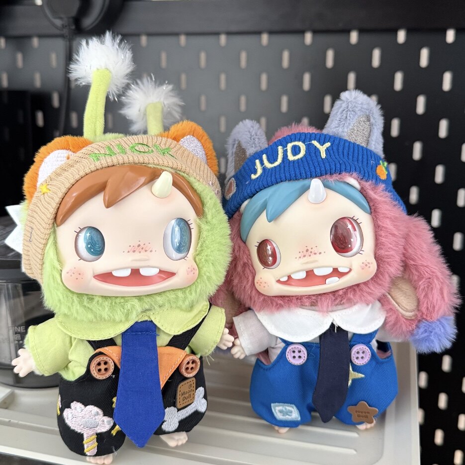 POLAR宝拉怪物收藏闪电毛虫毛绒朱迪尼克娃衣服布波小兔搪胶10cm