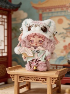 泡泡玛特SKULLPANDA光织园漫煦搪胶娃衣sp公仔挂件古风醒狮拜年服