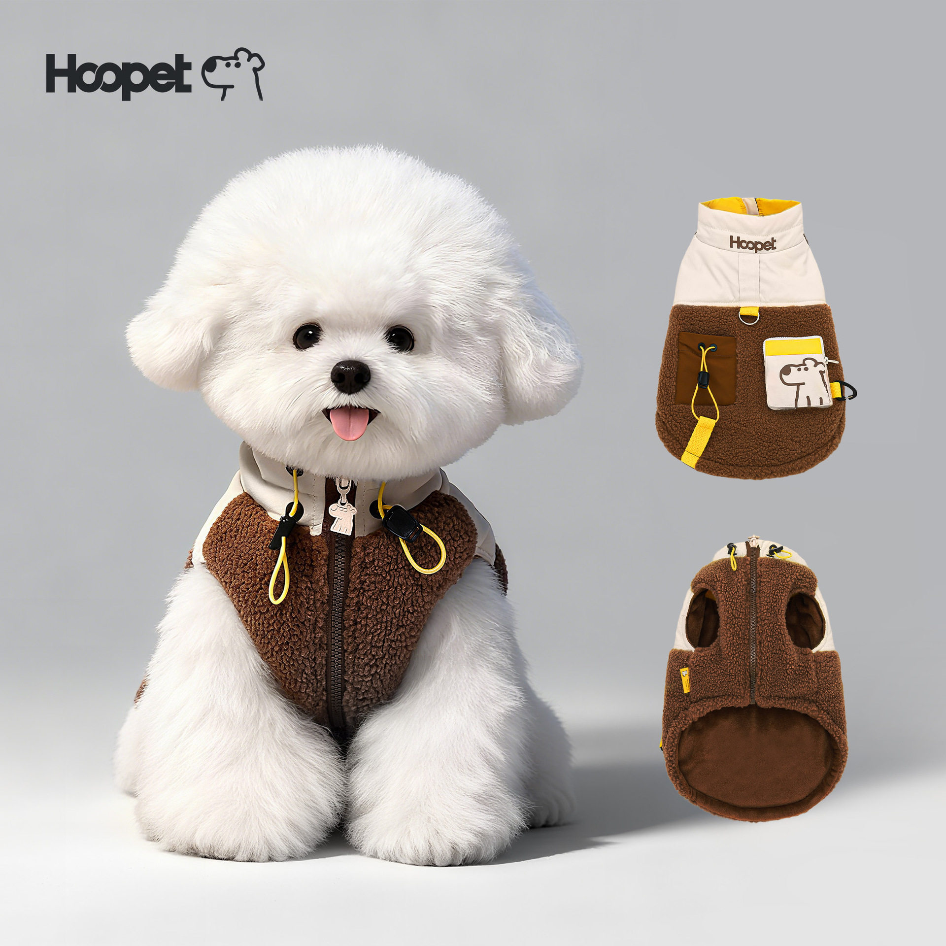 Hoopet狗狗衣服冬装比熊柯基泰迪小狗冬季保暖加绒马甲小型犬牵引