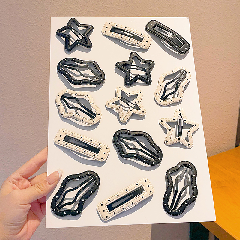 儿童星星云朵发夹黑白波点BB夹女