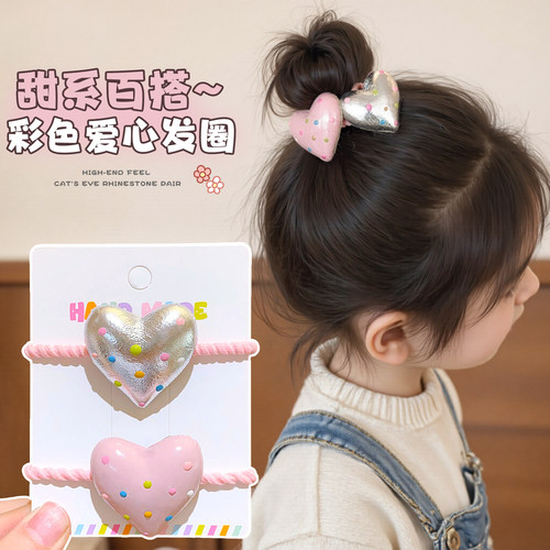 儿童爱心波点高弹力橡皮筋发圈女