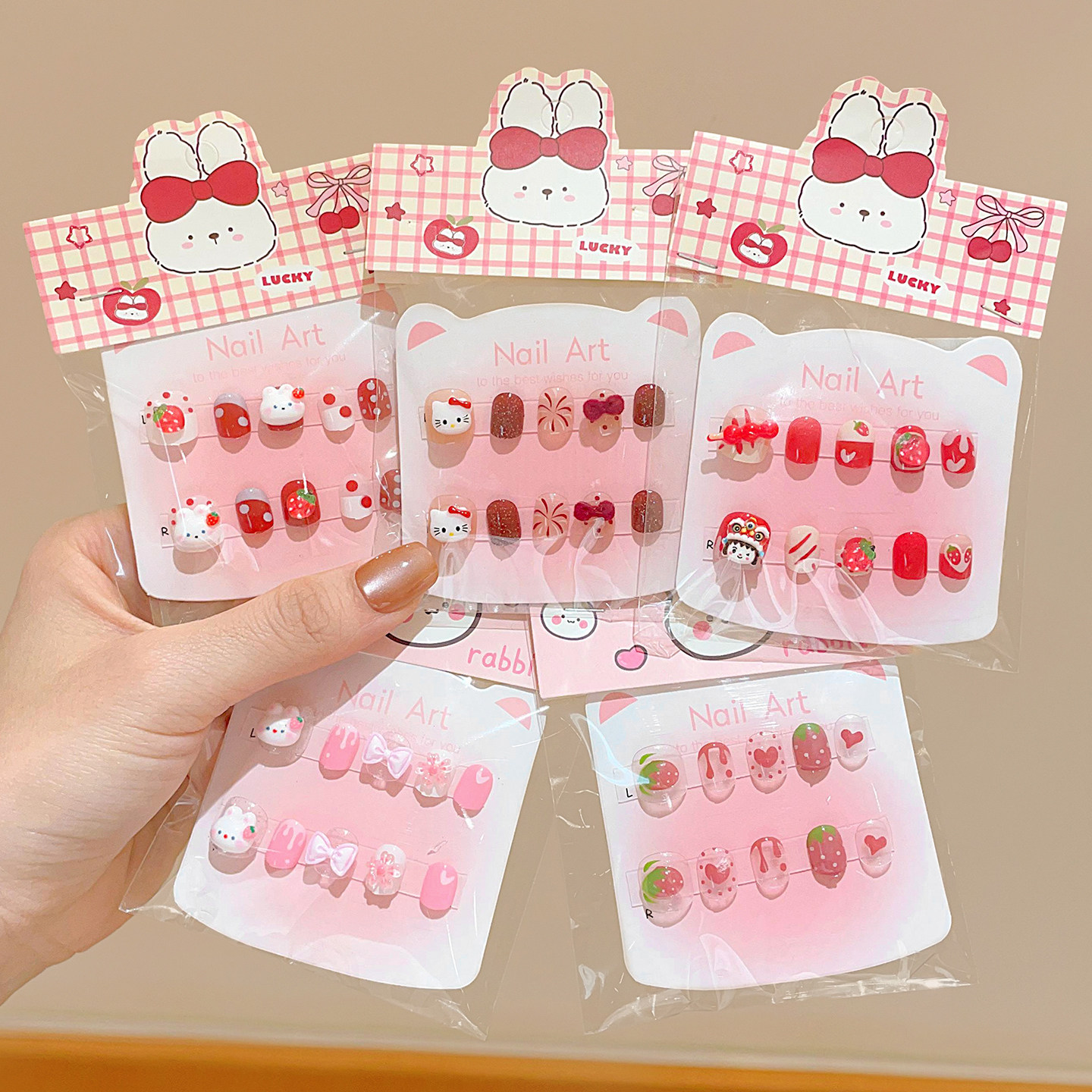 新年儿童可爱卡通小兔美甲过年女童可卸美甲贴片宝宝可拆卸穿戴甲,文具电教/文化用品/商务用品,贴纸/立体贴纸,淘宝优惠券,粉丝福利购,淘宝优惠卷