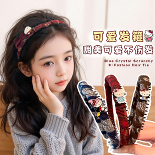 秋冬KT猫儿童发箍女童不勒头防滑卡通带齿头箍宝宝可爱碎发头饰