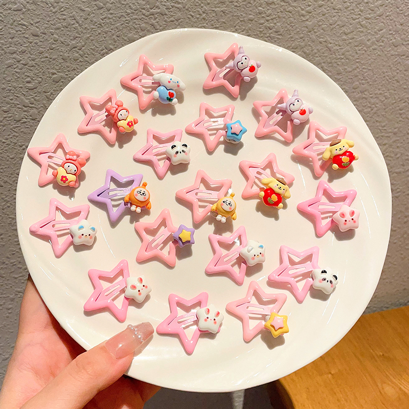 粉色五角星发夹女儿童刘海夹前额