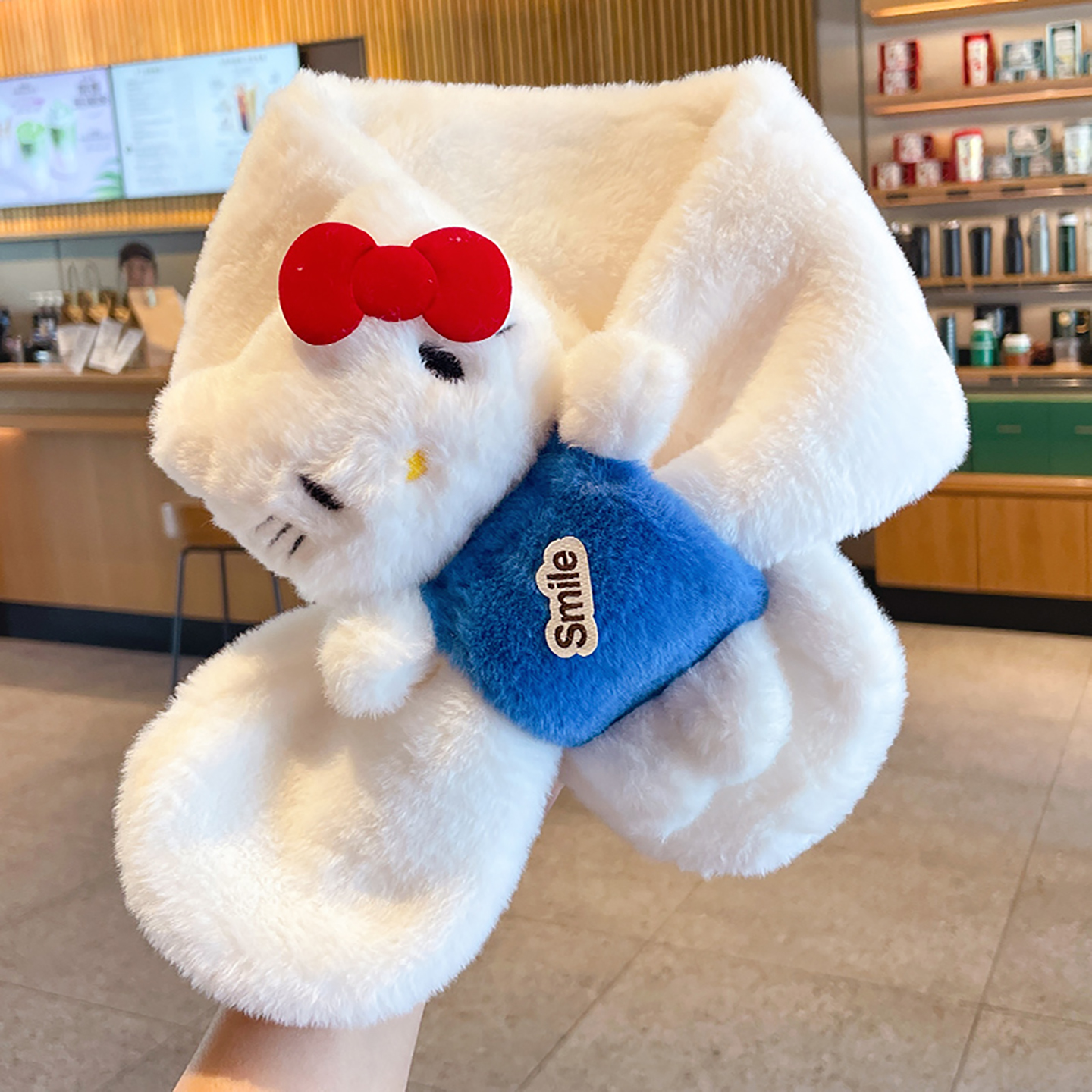 卡通kt猫儿童围巾女童秋冬防风