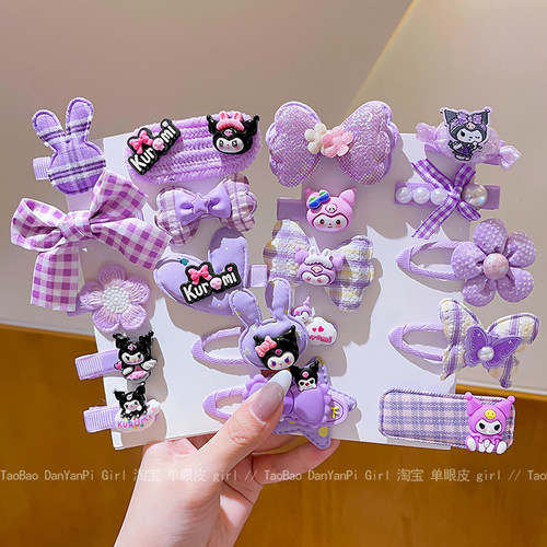 儿童库洛米发夹头饰不伤发蝴蝶结