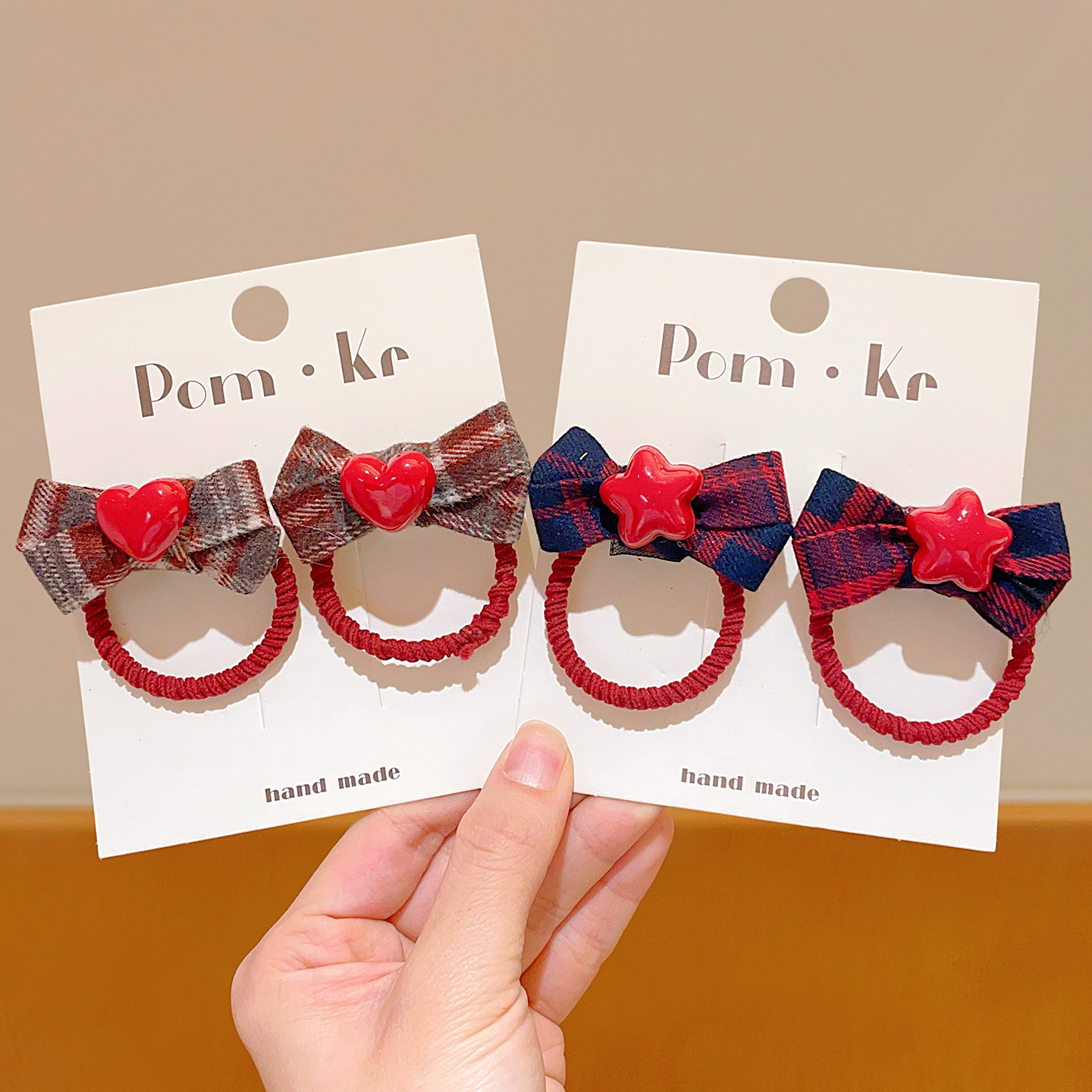 儿童韩系复古格纹领结发圈2025新