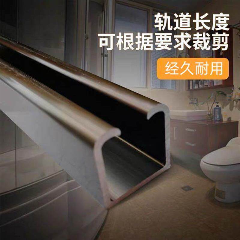 加厚免开槽衣柜门双轨道实木推拉门重型滑轨移门导轨上下趟门滑槽