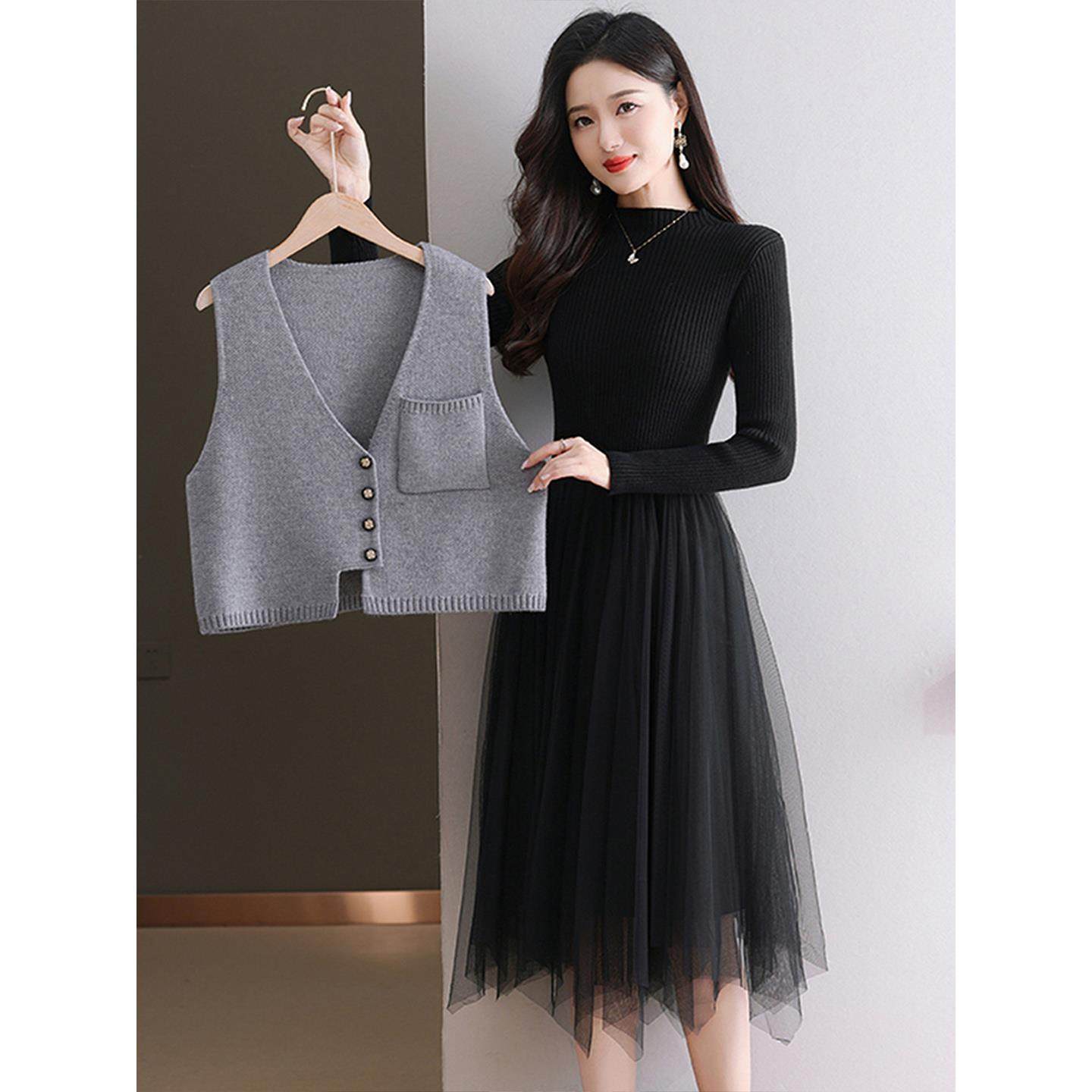 JOYIASS毛线针织衫无袖马夹甲背心女秋冬配裙子坎肩叠穿毛衣洋气