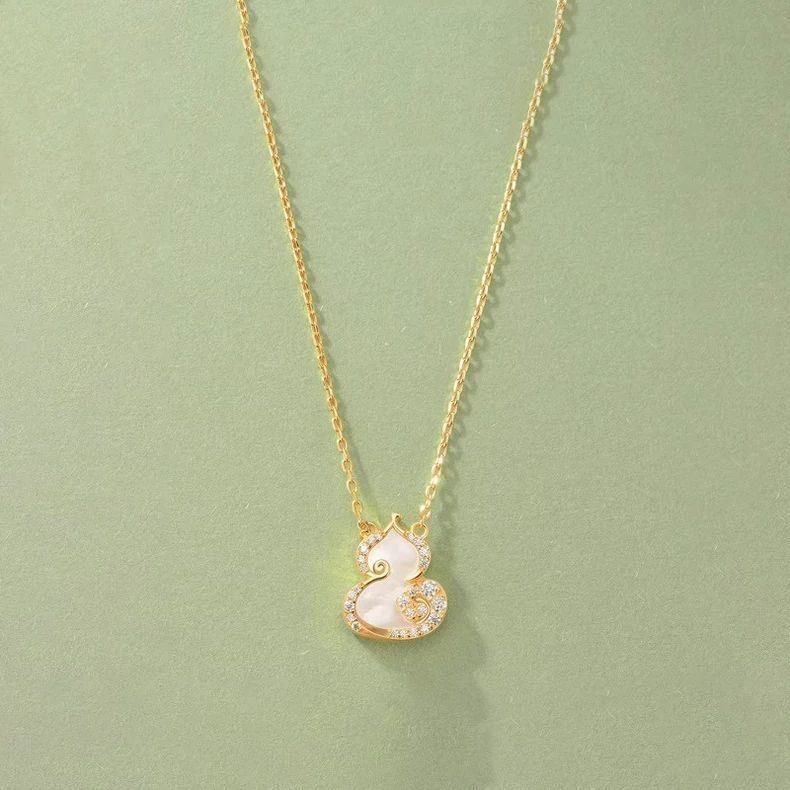 祥云葫芦贝母项链925银镀18k金