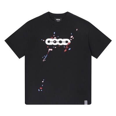 汪苏泷老白同款 GOODBRAND彩色泼墨刺绣宽松短袖男女情侣百搭T恤