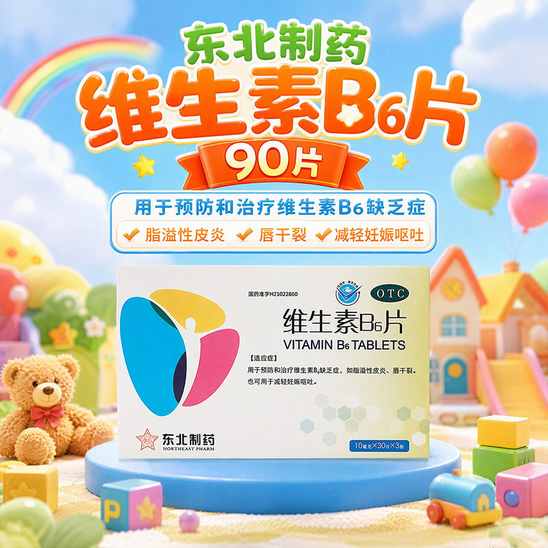 东北制药 维生素B6片 10mg*90片/盒 OTC