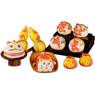 花馍馍周岁馒头醒狮虎宝宝抓周兔子胶东花饽饽满月百天百日宴包子