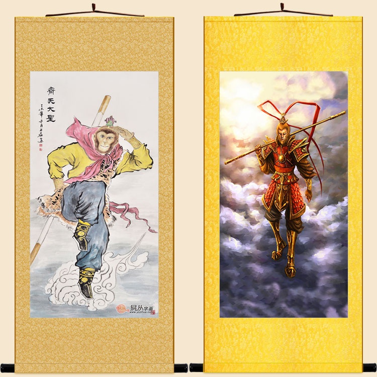齐天大圣孙悟空画像挂画斗战胜佛神像画水陆画丝绸卷轴画装饰画