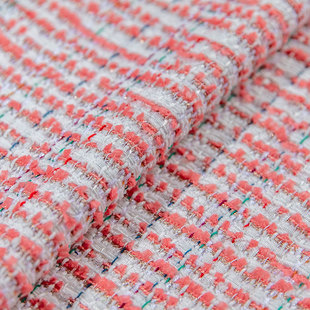 薄款春夏条纹金线小香风粗花呢布料服装面料外套diy手工娃衣包花