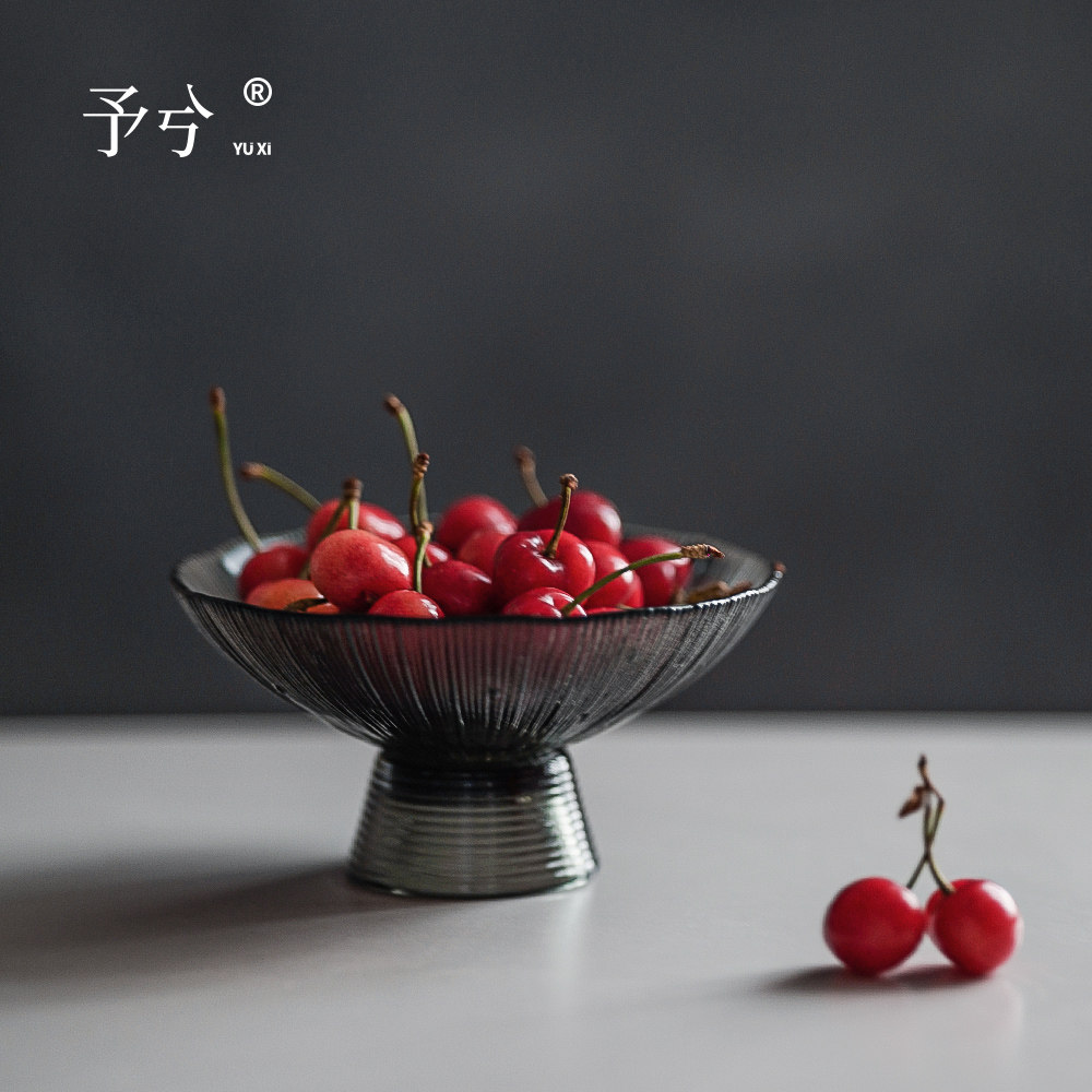 予兮 玻璃水果盘家用大号欧式高脚茶点轻奢客厅茶几糖果干果盘