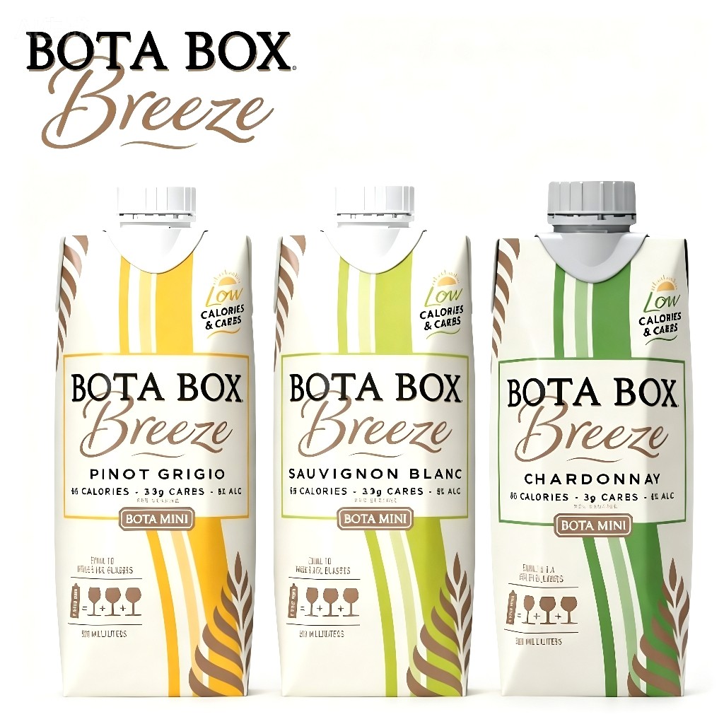 低度低卡Bota Breeze轻风白葡萄酒500ml组合美国原装进口8度小瓶