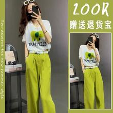 BLLOUKE2025夏季新款圆领立体印花T恤两件套女装网红同款亮色休