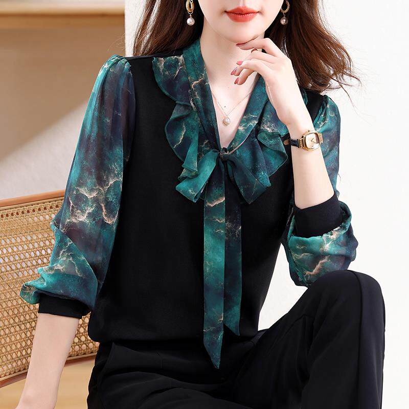 JOYIASS漂亮洋气高贵夫人妈妈假两件打底上衣女士早秋装2025新款