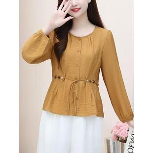 JOYIASS衬衫女2025新款秋季高级感轻奢减龄洋气小个子泡泡袖收腰