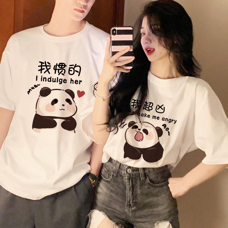 纯棉不一样情侣装夏季短袖2025新款小众高级感t恤特别的网红套装