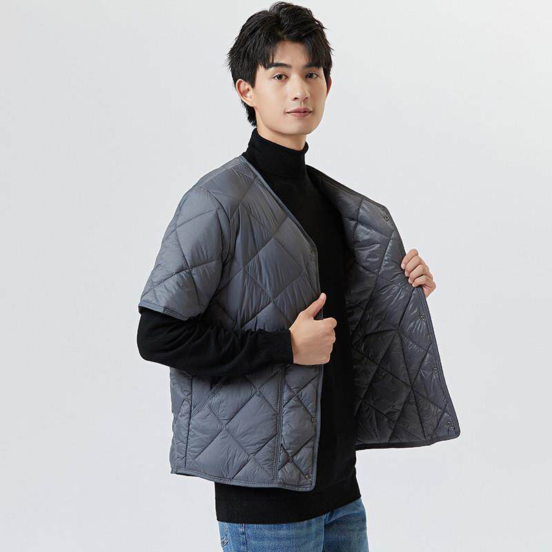 2024秋冬季羽绒棉服短袖内胆男士棉衣轻薄打底半袖马甲男坎肩护肩