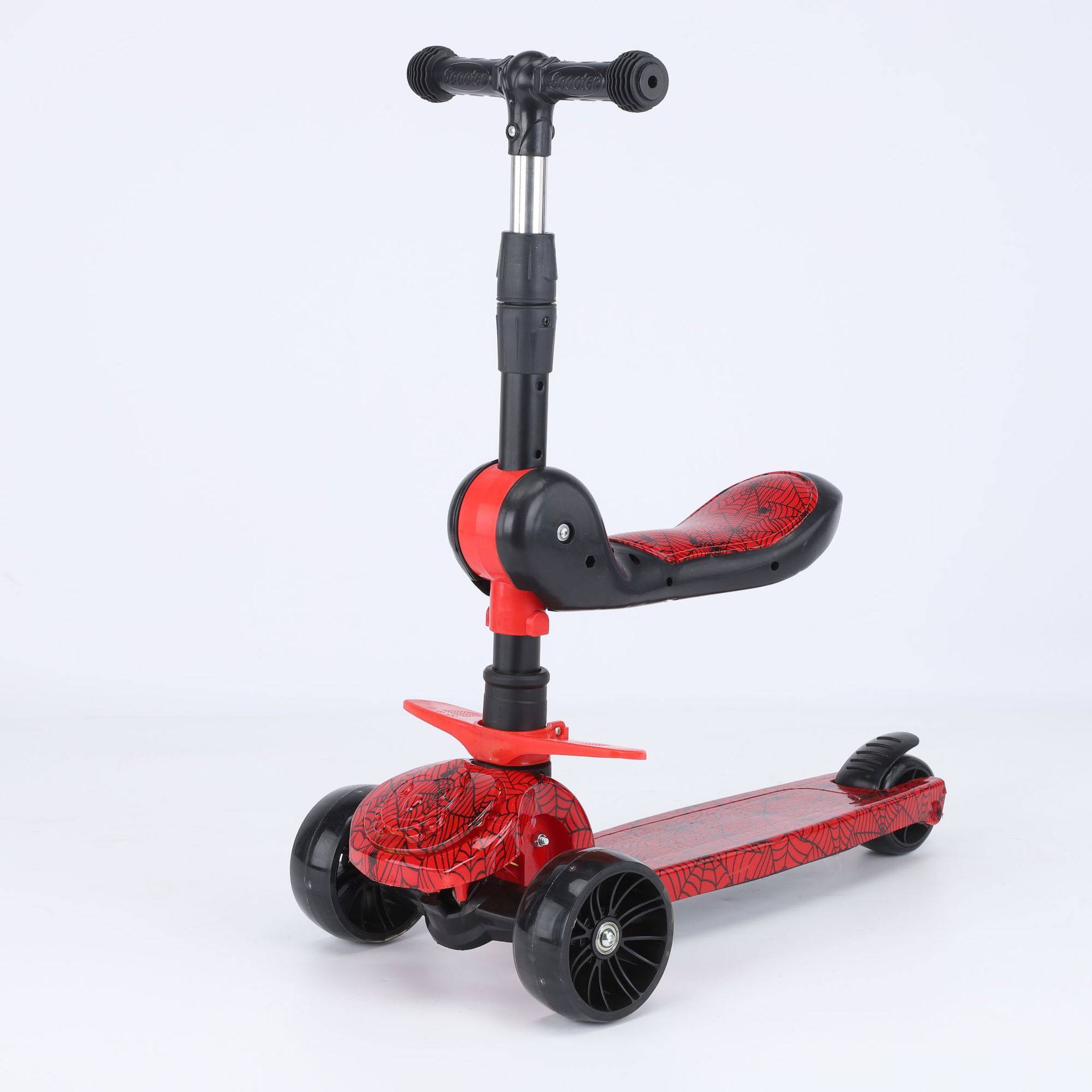 儿童宝宝初学者平衡发光儿童滑板车6-12岁脚踏可坐可滑折叠三合一