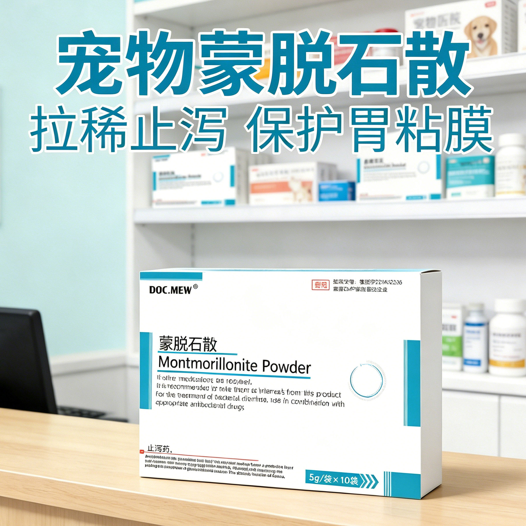 猫咪蒙脱石散拉稀止泻药思密达狗猫消化道疾病药品