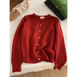 JOYIASS金扣针织开衫女秋冬软糯毛衣外套高级感百搭2025新款圆领