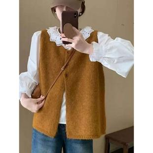 JOYIASS慵懒风V领针织马甲女韩系百搭叠穿宽松无袖背心高级感毛衣