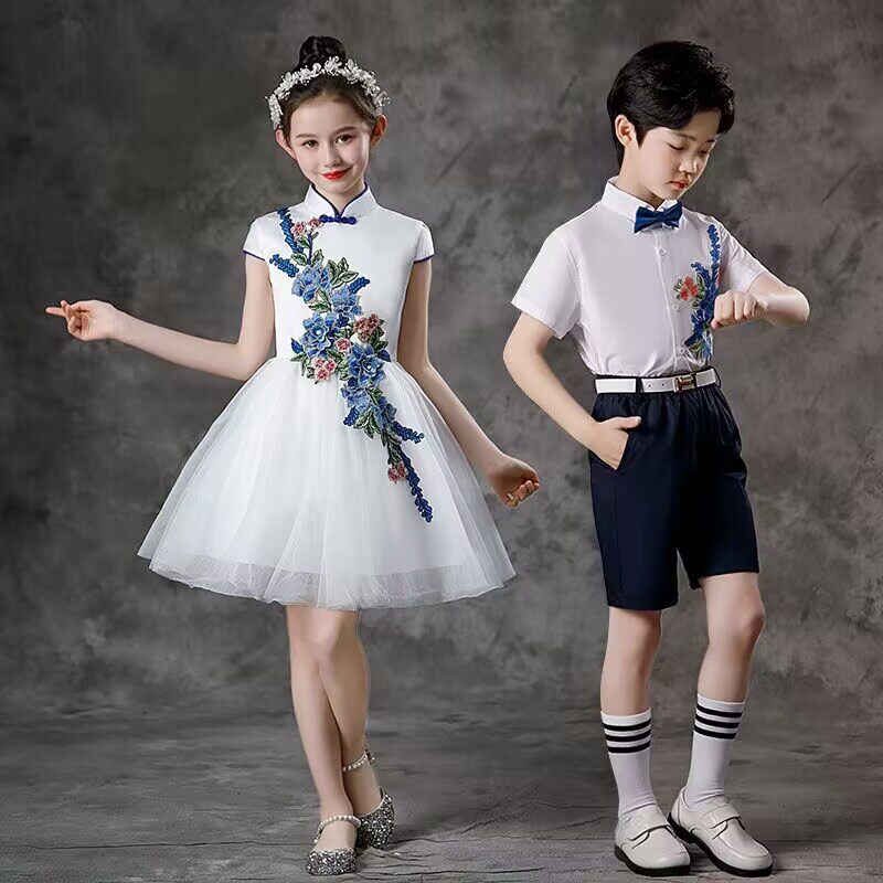 中小学生合唱服演出服青花瓷