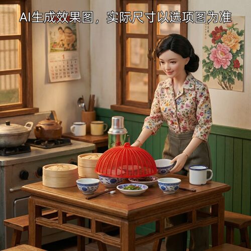 迷你微缩仿真模型怀旧中式菜罩文创摆件娃屋娃用道具