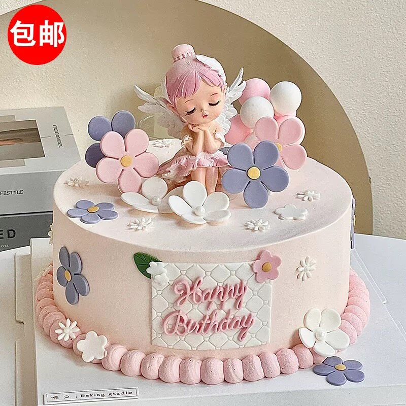 贝拉公主蛋糕装饰摆件小公主贝拉芭蕾舞女孩宝宝娃娃生日烘焙配件