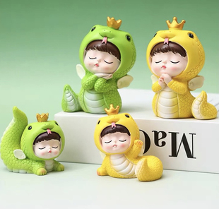 2025树脂蛇宝宝树脂蛋糕装 饰摆件新年跨年蛇年春节卡通可爱小蛇