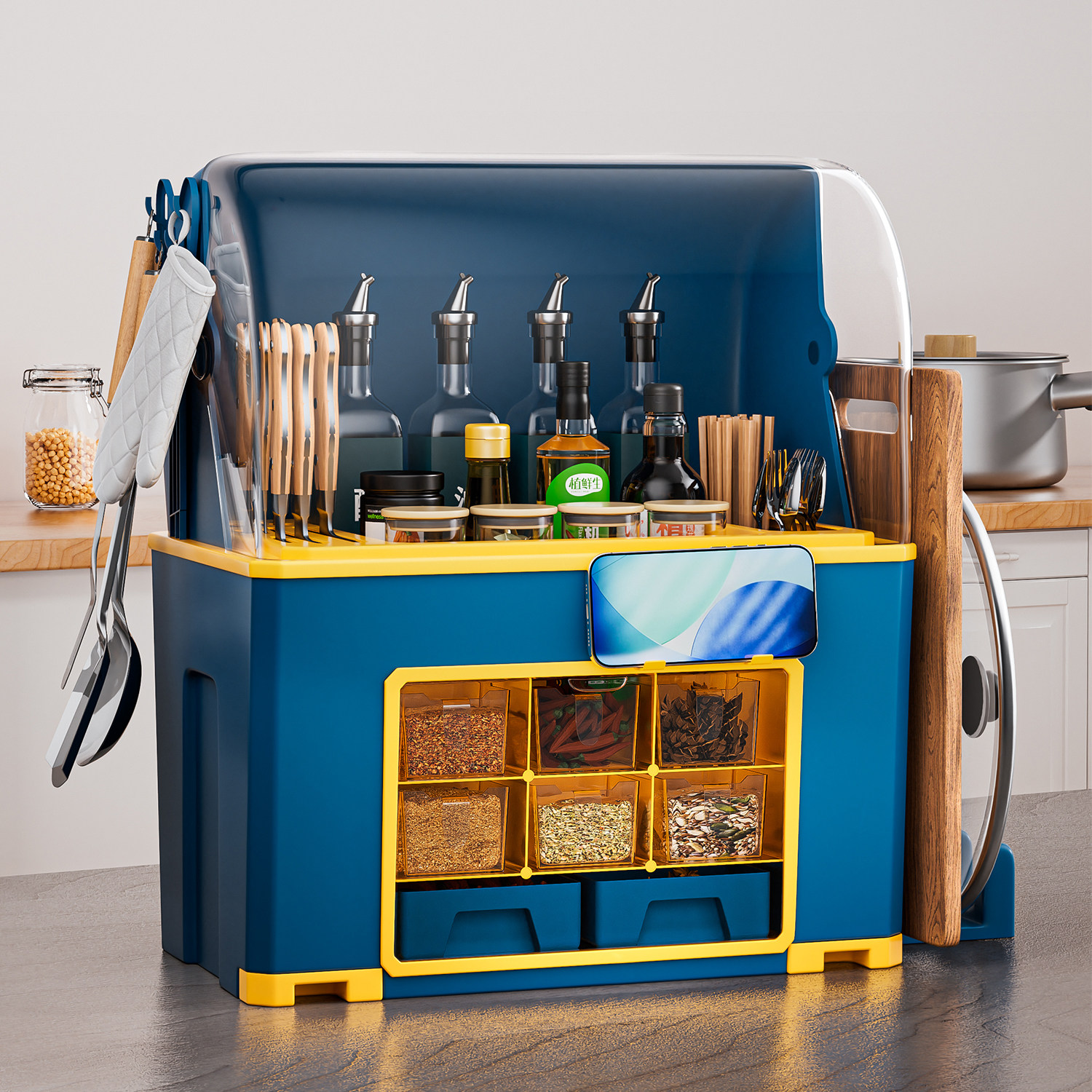 厨房调料盒置物架多功能家用一体多格佐料收纳盒油盐酱醋瓶收纳架,厨房/烹饪用具,调味瓶罐/调料研磨器,淘宝优惠券,粉丝福利购,淘宝优惠卷