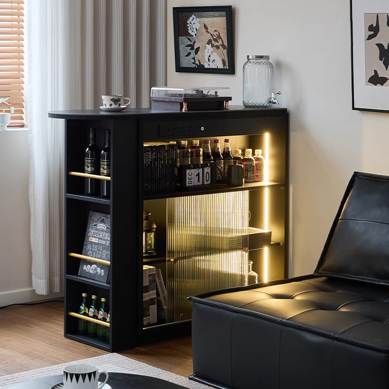 元暮伸缩吧台小户型复古吧台桌酒柜家用客厅隔断柜餐边柜餐桌一体