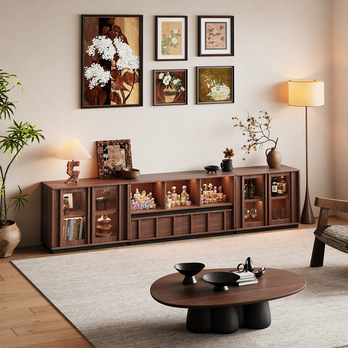 电视柜客厅家用2025新款轻奢高级骨骼线电视柜落地收纳储物柜一体