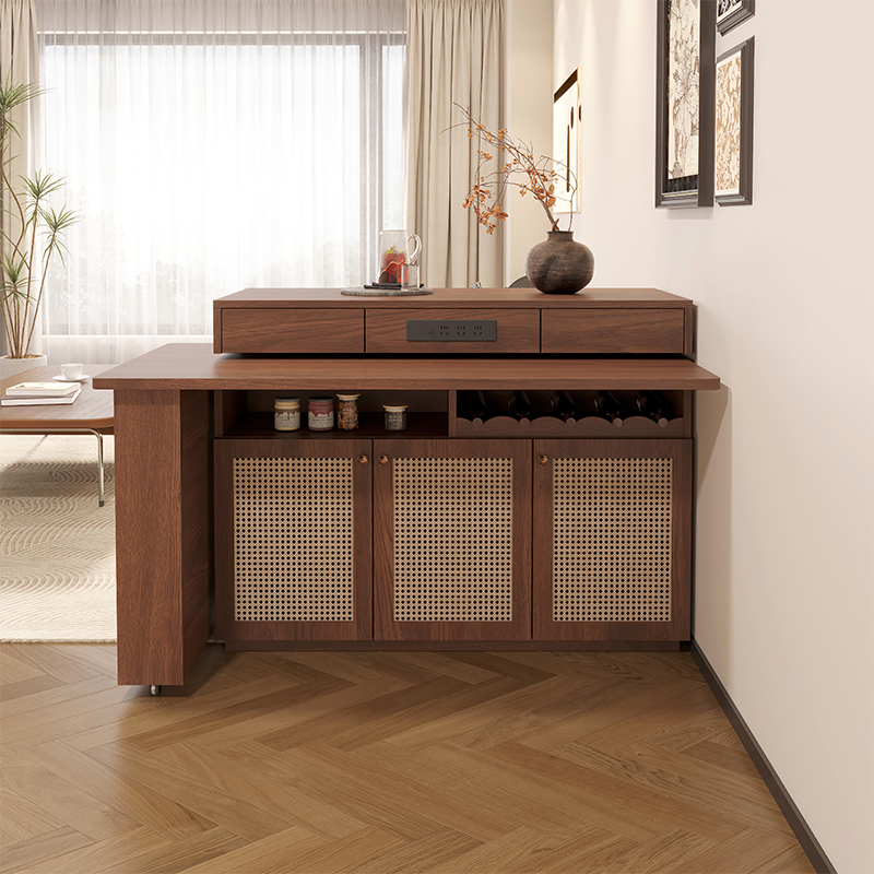 中古旋转岛台餐桌一体可伸缩吧台