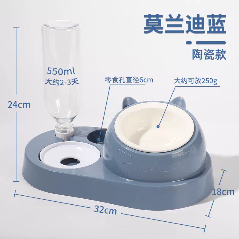猫狗喂食碗陶瓷自动饮水器大号防飞溅宠物吃饭碗猫狗碗泰迪饭盆碗