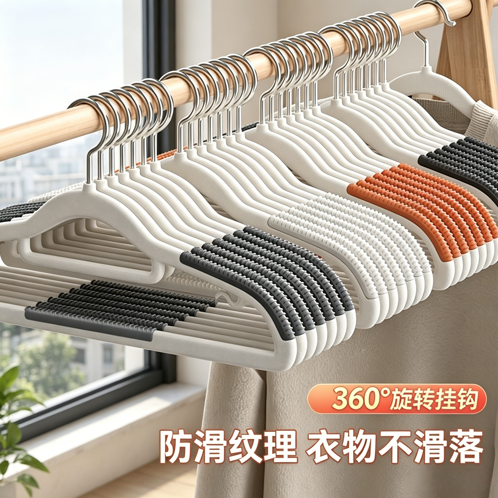 家用防滑衣架防滑纹理防落耐用防肩角无痕晾衣架衣服不滑落晾晒架